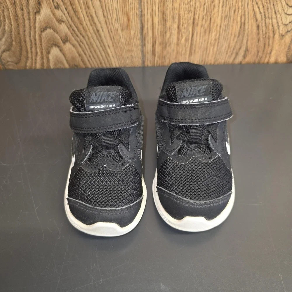 Nike Downshifter 8 Shoes Toddler Boys 5C Black Mesh Hook & Loop Running Sneakers